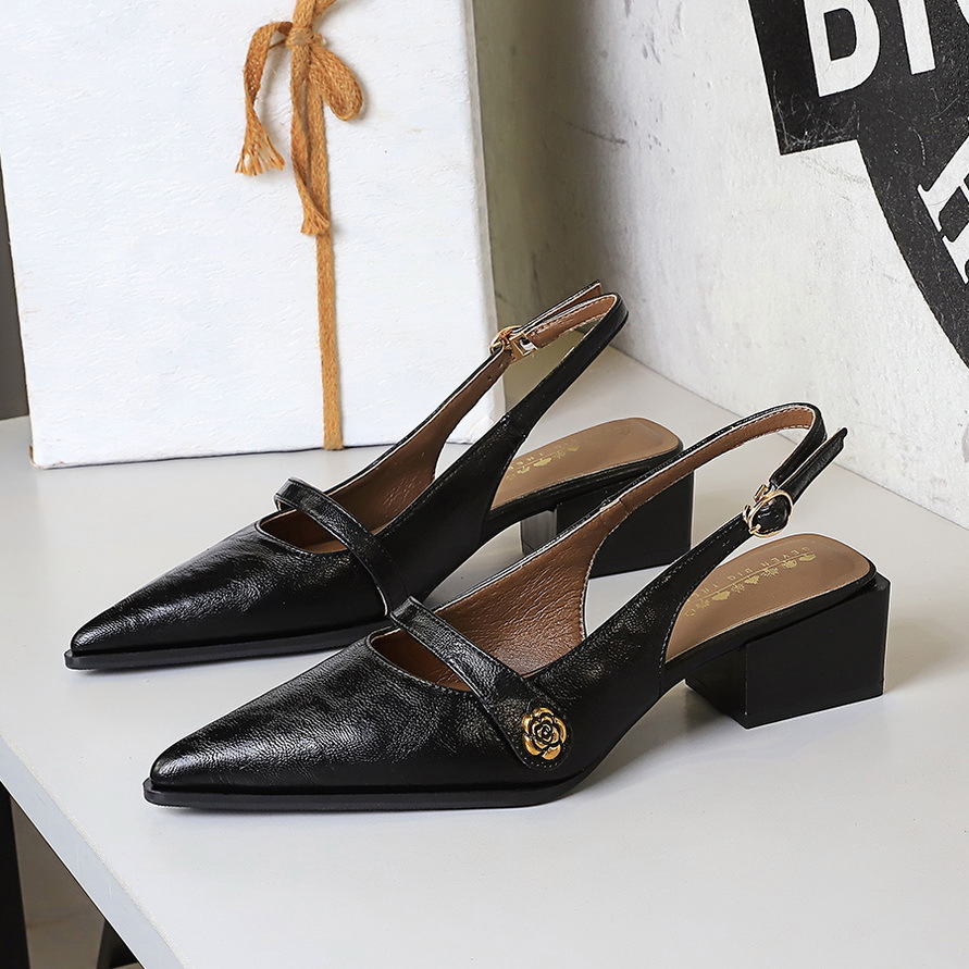 Retro Braune Kamelie Pantoletten Für Damen Mit Blockabsatz_voghion.com