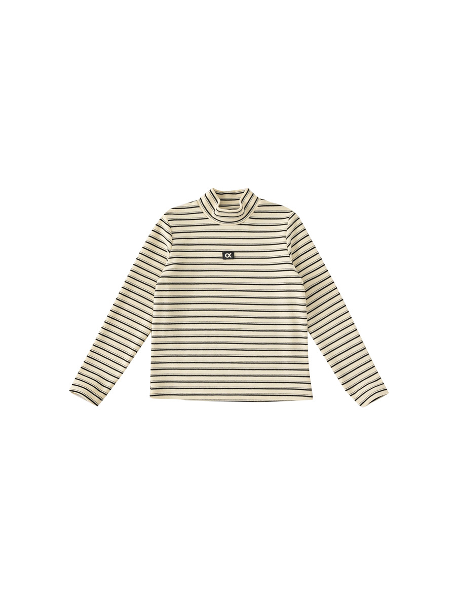 Yubao ropa infantil de cuello medio alto a rayas camisetas de manga larga para niños ropa de invierno de otoño y invierno chaqueta caliente para niñas