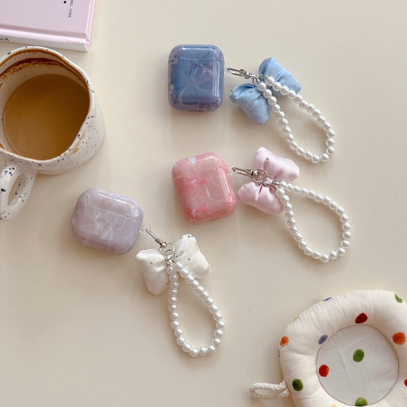 Marble Bow Tie Suitable for Airpods4 Apple Earphone Case Protective Cover 1/2/3 Generation AirPods Pro3 Marble Bow Tie Suitable for Airpods4 Apple Earphone Case Protective Cover 1/2/3 Generation AirPods Pro3