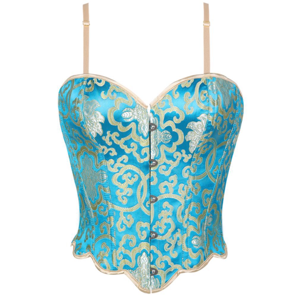 Europa y América correa de hombro azul delgada hebilla delantera de soporte de pecho apretado hueso de pescado cortes de cuerpo de mujer camisa transfronteriza