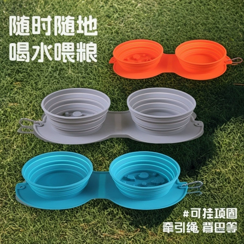 Складная миска для домашних животных Amazon, портативная миска для кошек, миска для кормления собак на открытом воздухе и кормления водой, складная силиконовая миска двойного назначения, миска для собак