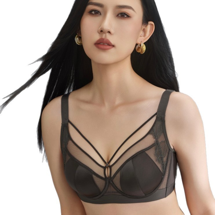 俏丹莉9507缎面超薄款内衣大胸显小聚拢上托侧收副乳防下垂文胸女|undefined
