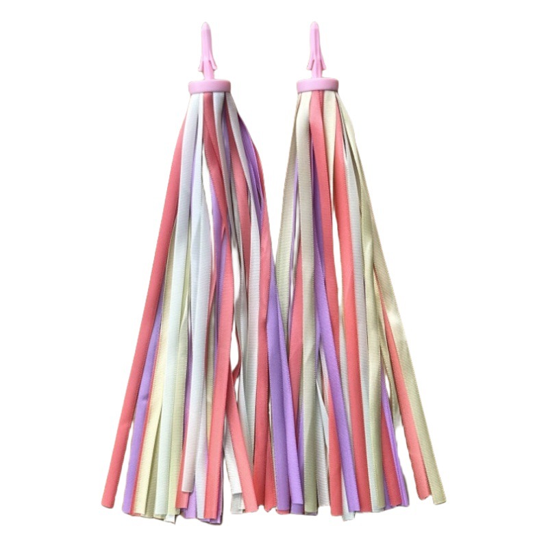 Equilibrio coche scooter manillar cinta para niños decoraciones de bicicleta cinta de color borla correa de pico campana de coche