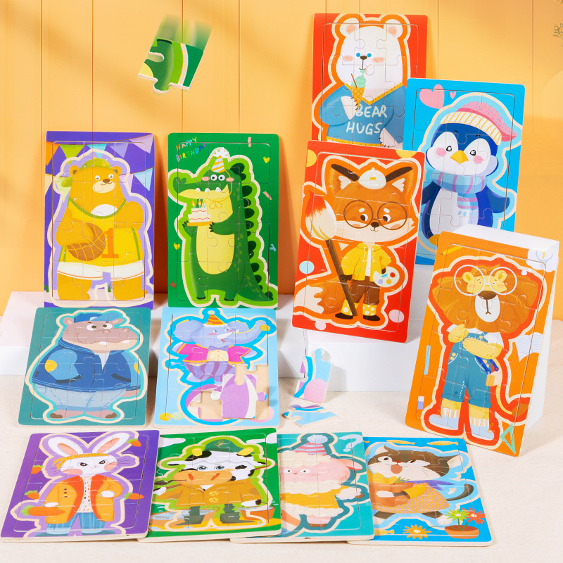 CPC CE 12 piezas de dibujos animados juguetes de rompecabezas de animación lógica de inicio de la iluminación del color de la educación temprana