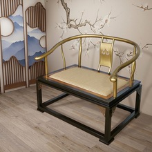 新中式太師椅沙發椅客廳圈椅茶椅金屬輕奢主人椅仿古禪意打坐椅子