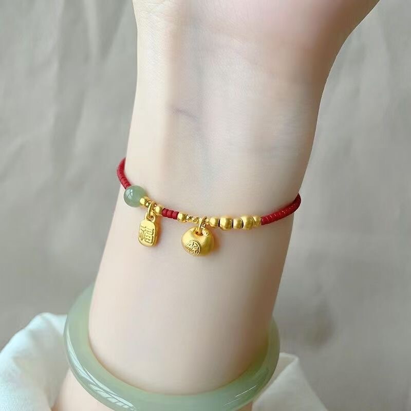 New Chinese Style National Style Xiaopang Fufu Brand Gold Color Bracelet Female Jintuo Tuo Woven Hand Rope Elegant Girlfriend Gift New Chinese Style National Style Xiaopang Fufu Brand Gold Color Bracelet Female Jintuo Tuo Woven Hand Rope Elegant Girlfriend Gift