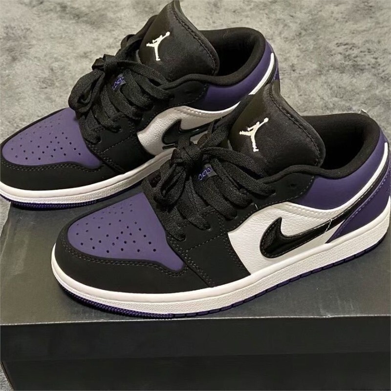 Pure Original Putian Aj1 Low-Top Black and Purple Toe Versatile Men and Women Couple Trendyy Sports and Leisure Sneakers Campus Cross-Border