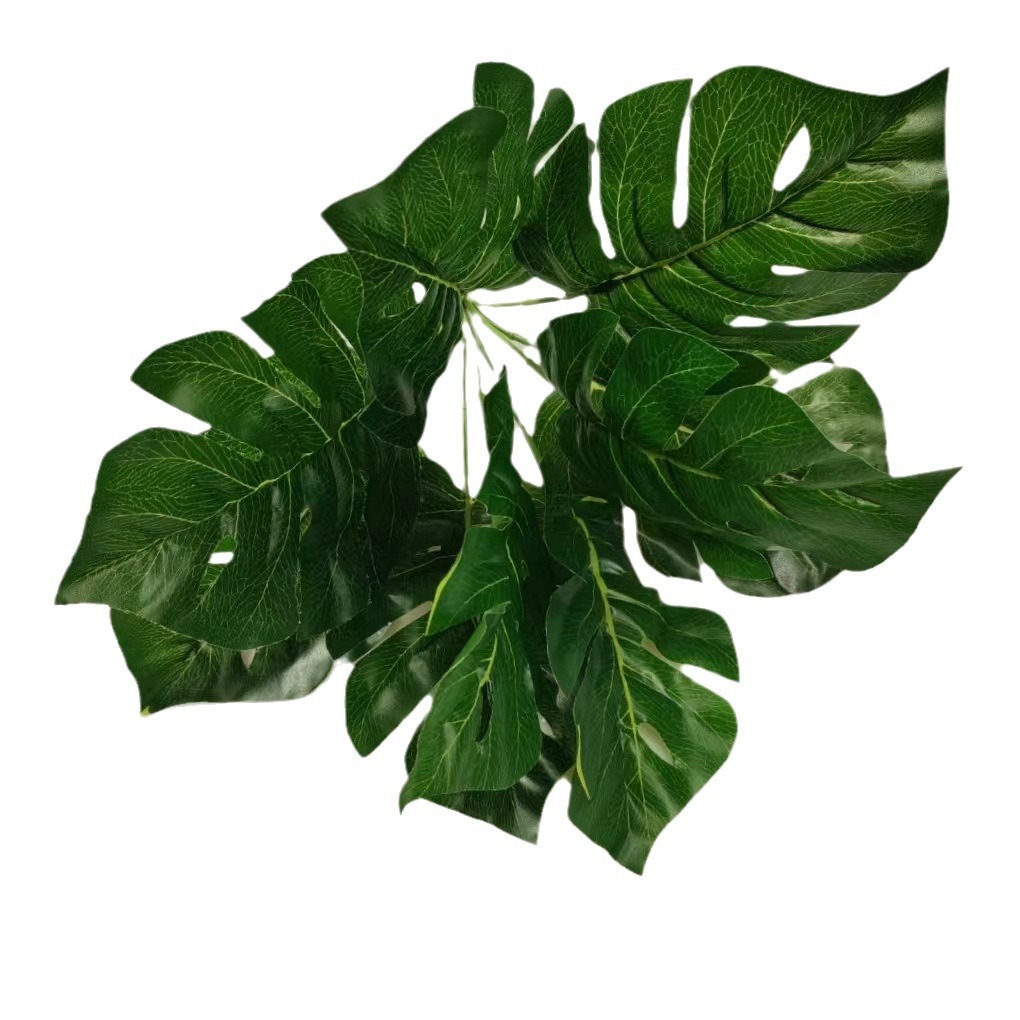 Flor de simulación al por mayor 9 hojas de monstera de simulación verde sobre pegamento Monstera simulación de pared de plantas flor de simulación