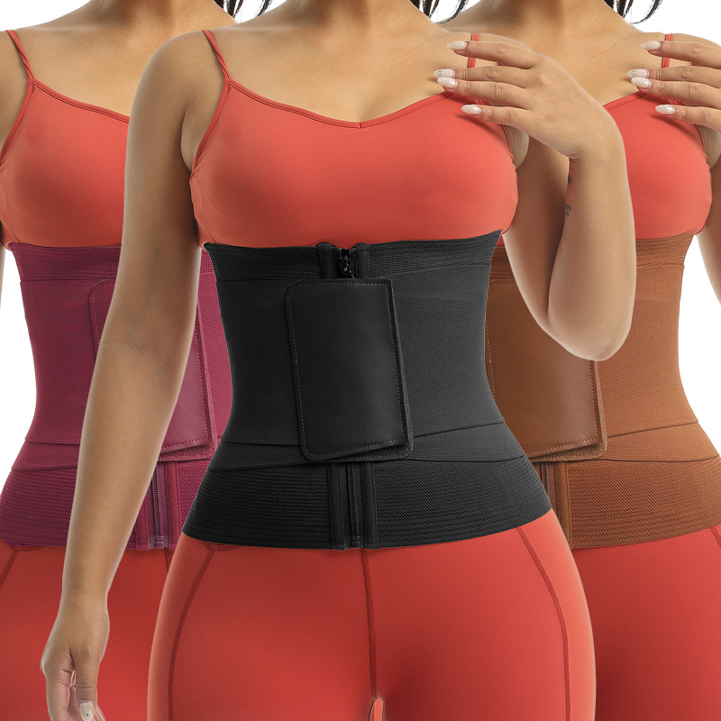 Cross-Border Shaping Waist Trainer European and American Zipper Waistband Abdominal Belt Body Shaping Bodysuit Postpartum Sports Abdominal Belt