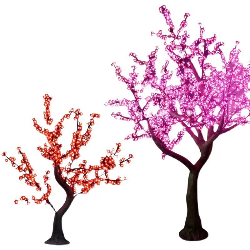 Simulación LED lámpara de árbol de cerezo red festival de luz roja decoración de césped lámpara de árbol de flor de durazno lámpara de modelado de lámpara de árbol luminoso Chen Mei