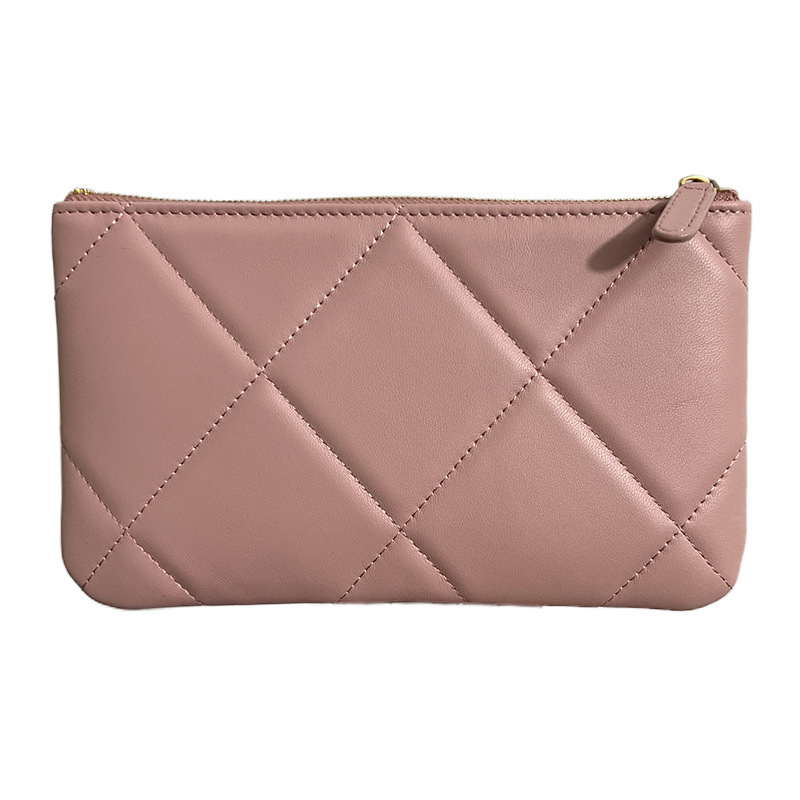 Large Diamond Quilted Women's Clutch Bag, Lambskin Evening Bag, Zipper Wallet, Genuine Leather Phone Bag, Envelope Bag - Thumbnail 5