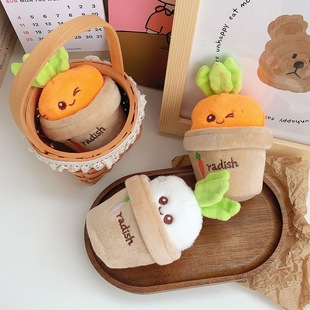 Pull carrot Bunny plush pendant new schoolbag bag pendant white radish keychain 4-inch doll wholesale