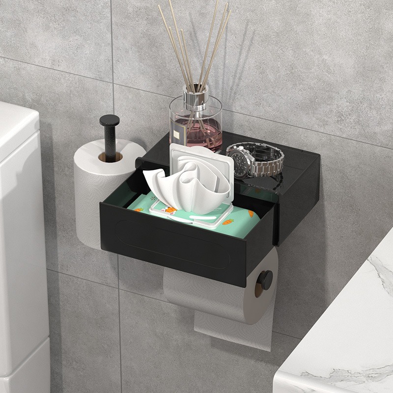 Cajón de almacenamiento del baño sin agujeros caja de toallitas caja de toallitas de baño rack de teléfonos móviles caja de toallitas de drama mágico image 4