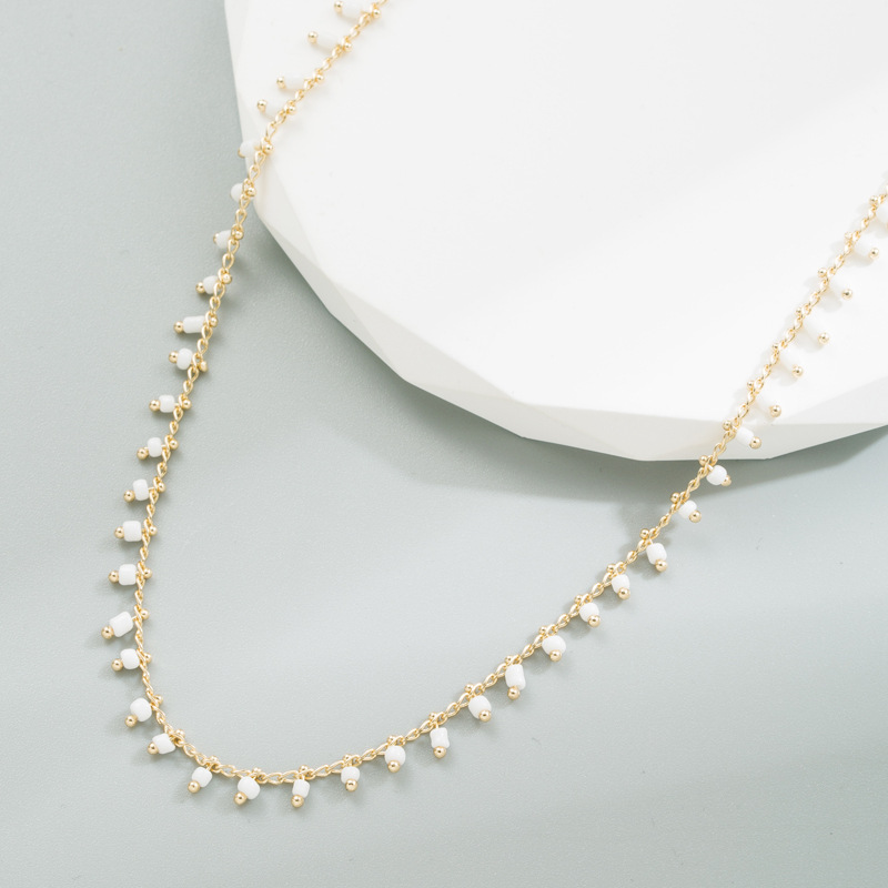 Fashion Geometric Copper Necklace Inlay Beads Copper Necklaces