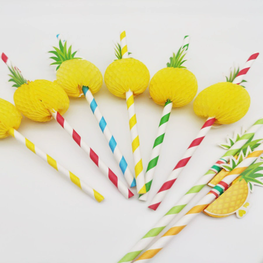 Производители оптовых продаж креативные трехмерные сотовые фрукты соломинки декоративные одноразовые бумажные соломинки