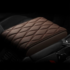 Diamond-shaped perforated leather memory foam car armrest box cushion car central armrest heightening pad cross-border car products