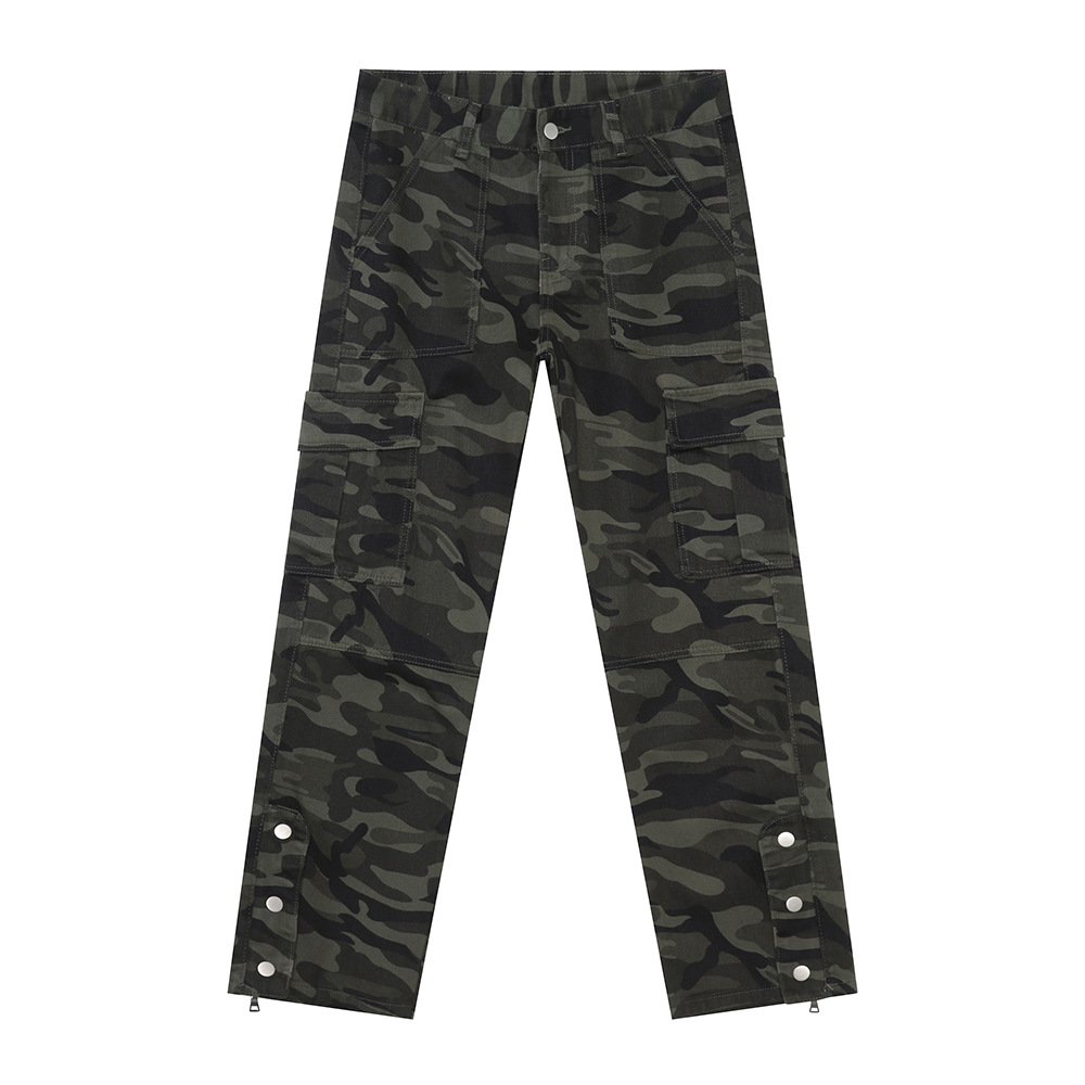MTLCLOTHES Hombres| Otoño nuevo retro retro calles botones de fila pantalones de camuflaje pie cremallera herramienta jeans hombre