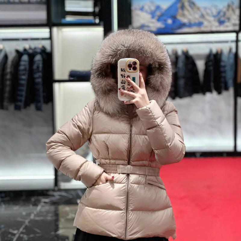 毒家现货正确版本M家24秋冬新款女士毛领收腰羽绒服外套时尚百搭|undefined