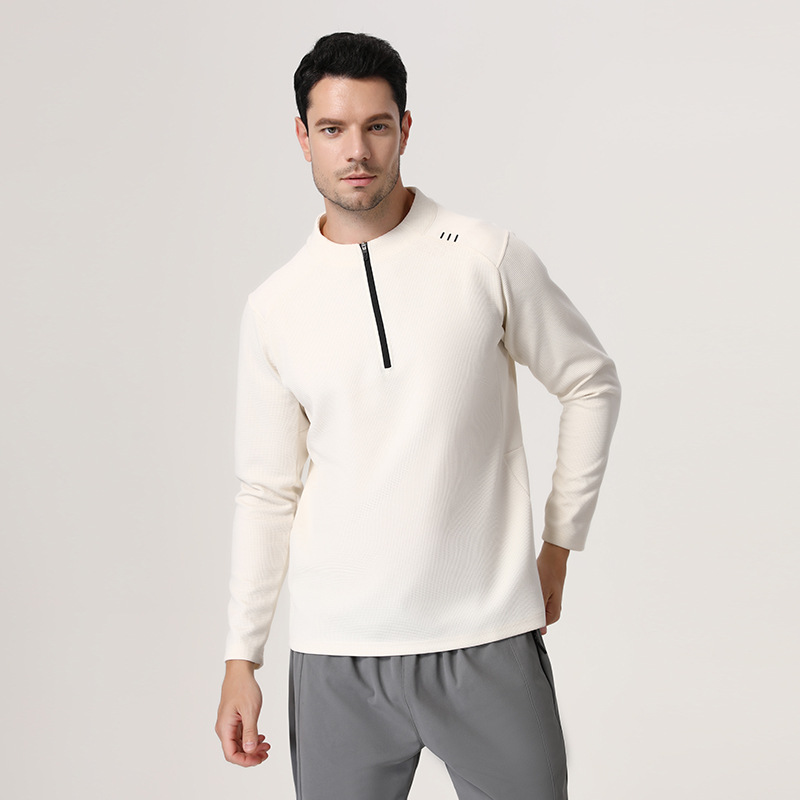 Lulu Men's Half Zipper Long-sleeved Shirt Sports Outdoor Quick-drying Clothes Running Fitness Trainer Clothes Riding Clothes Casual Sweater