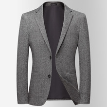 J秋冬条纹免烫弹力西装男士中青年西服修身潮流男休闲单西6619