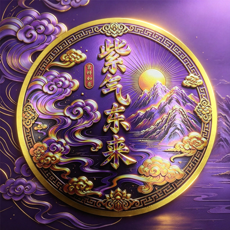 Solve the problem of having a wardrobe at the end of the bed with the Five Emperors Money sticker, a special acrylic sticker for the bedroom headboard facing west, and the "Purple Energy Eastward" wardrobe sticker