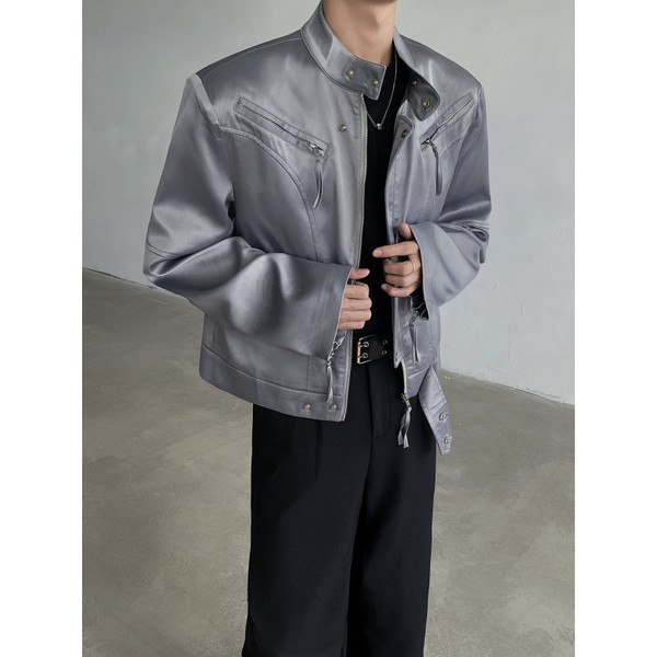 Demi-season metal glossy short silky shoulder pads