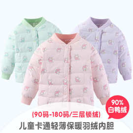 2025儿童羽绒内胆女童秋冬保暖卡通印花羽绒服90%白鸭绒