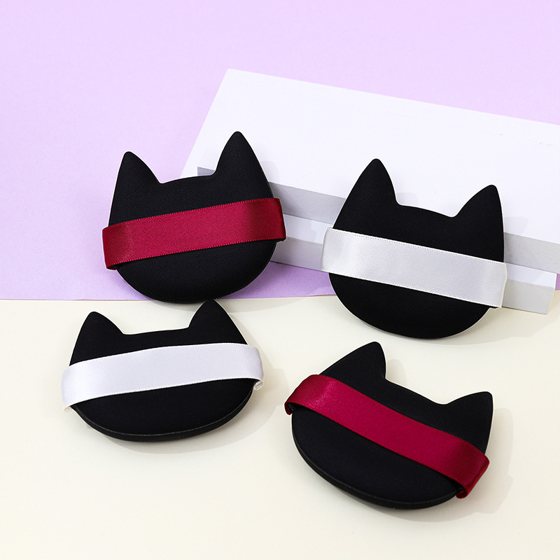 Fábrica personalizada cabeza de gato sin látex cojín de aire seco y húmedo de doble uso esponja de maquillaje soplo de polvo impresión transfronteriza logo belleza huevo