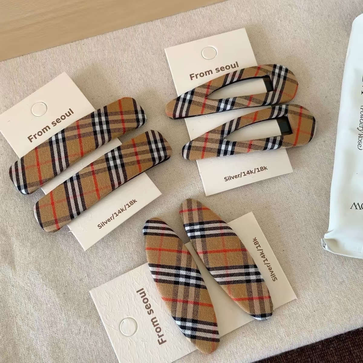 Retro Plaid Saç Klipi və Saç Aksesuarları Dəsti