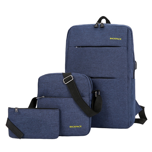 Factory USB Dual Shoulder Bag Set of Three, New Alphabet Casual Unisex Student Laptop Double Shoulder Bag