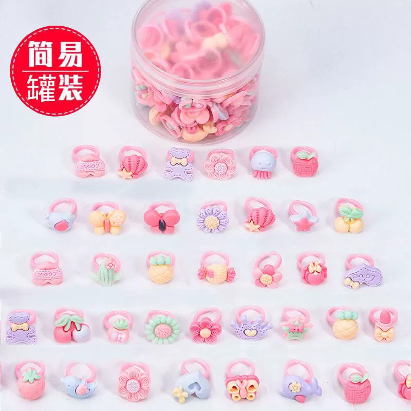 Children's Ring Set, multi-piece cartoon princess jewelry with gems, assorted boxes