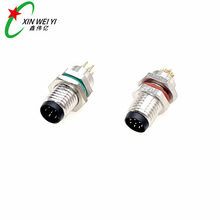 M8面板式防水连接器8芯 8pin焊线式插板式交换机设备防水连接器
