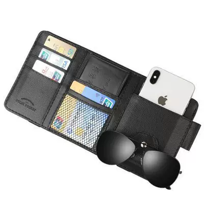 Card Storage Bag Card — Car Glasses Clip/Bill Clip - ordinary-black-no-zipper