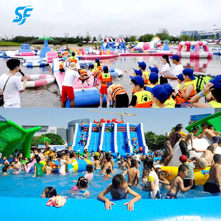 Inflatable Water Park Equipment Factory Inflatable Castle Outdoor Large Commercial Inflatable Swimming Pool Slide Water Obstacle Course