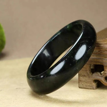 西藏玉药王石玉手镯天然墨绿玉橄榄绿女手饰品活磁墨玉药王石手镯