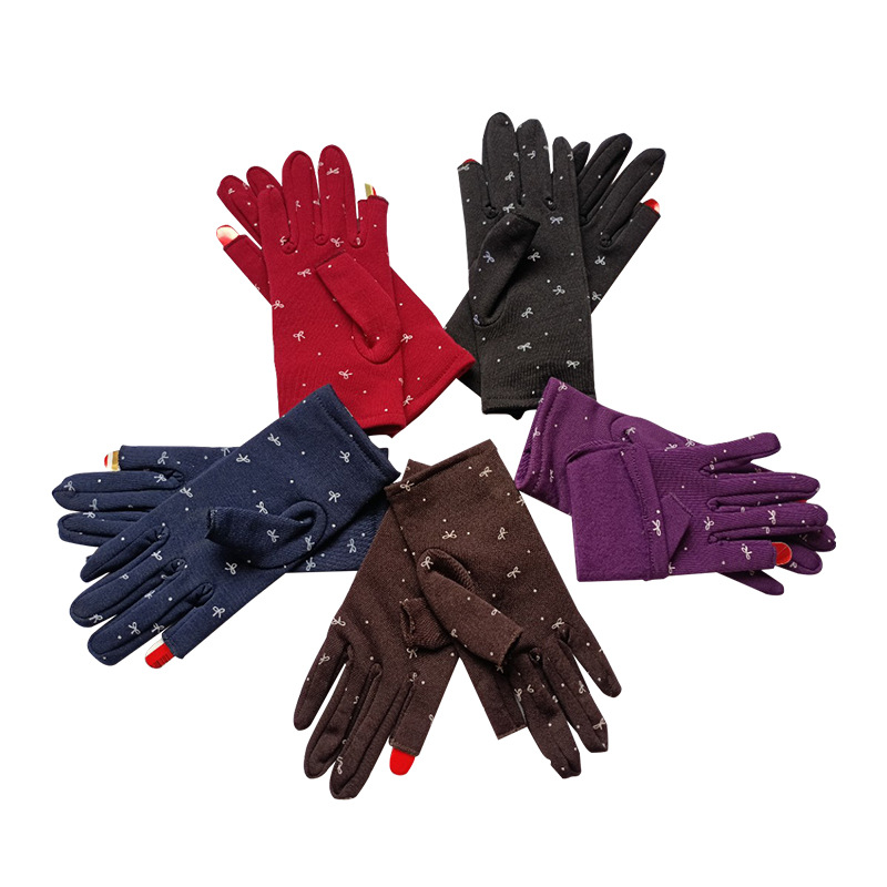 加绒手套保暖手套印花手套露指头手套拉毛手套丝绒手套