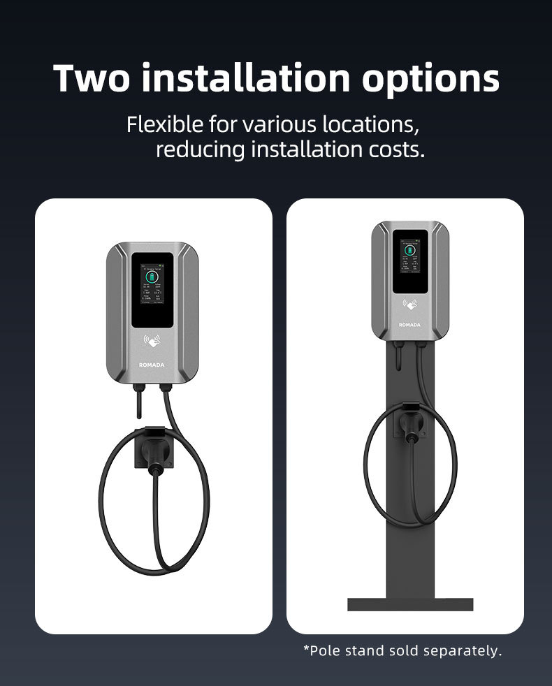 New energy home AC slow charging wall-mounted column-type charging station 7KW/11KW/22KW European standard Type2 cross-border