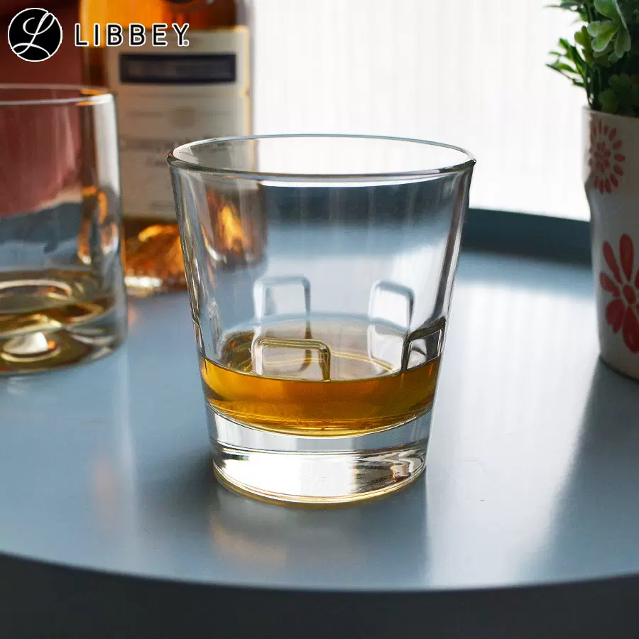 利比透明可叠放耐热玻璃杯牛奶杯咖啡杯拿铁杯喝水杯子果汁早餐杯