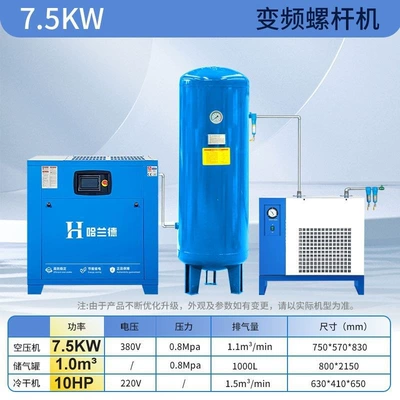 Hava kompressorları, Permanent magnet variable frequency - 7-5-kw-10-m3-air-tank-aftercoolerstandard-model