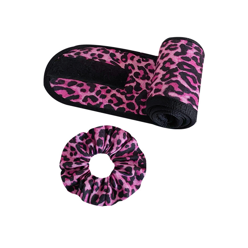 Set de Diadema y Coletero con Estampado de Leopardo de Temu, para SPA, Lavado Facial, Pañuelo para la Cabeza, Accesorios para el Cabello con Estampado Veraniego para Mujer
