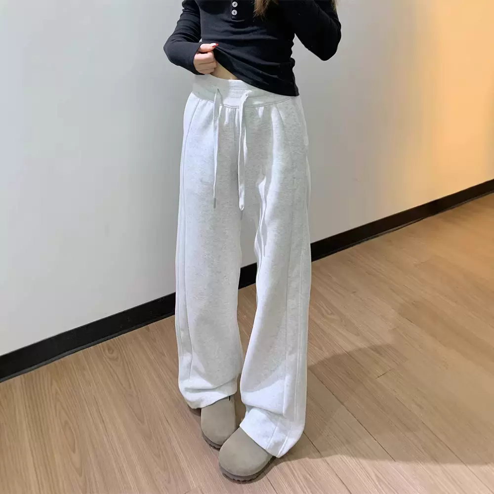 灰色运动裤女春夏2026小个子休闲阔腿裤窄版直筒休闲卫裤显腿长