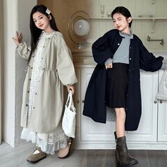 双面穿女童风衣长款外套2025新款洋气时髦中大童儿童中长款上衣