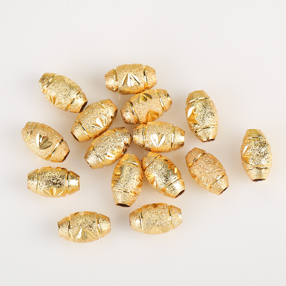18k包金保色珠子磨砂面切花隔珠diy手链项链散珠串珠饰品配件材料