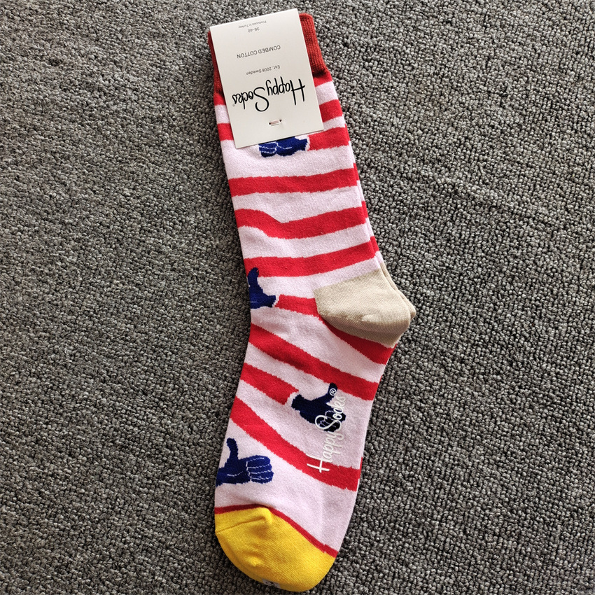 2025d 2025d New Swedish Trendy Brand Ins Happy Striped Polka Dot Mid-Calf Colorful Internet Celebrity Cotton Socks_voghion.com