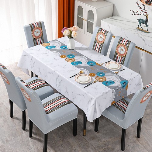 Benzhi tablecloth and chair cover set waterproof and oil-proof tablecloth elastic chair cover ins style Nordic fabric