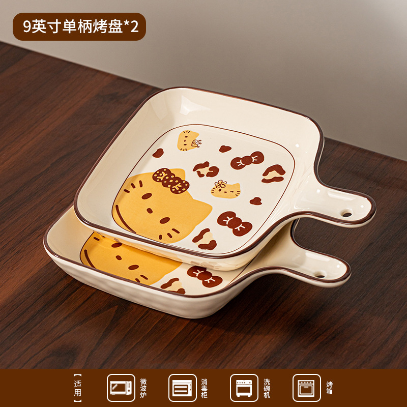 Caricatura gato plato de cerámica cubiertos plato de tostado regalo de alto valor para niños encantadores regalo de cumpleaños plato al por mayor