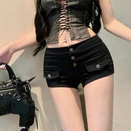 辣妹复古工装短裤女夏季新款百搭修身显瘦口袋设计感小众低腰裤女
