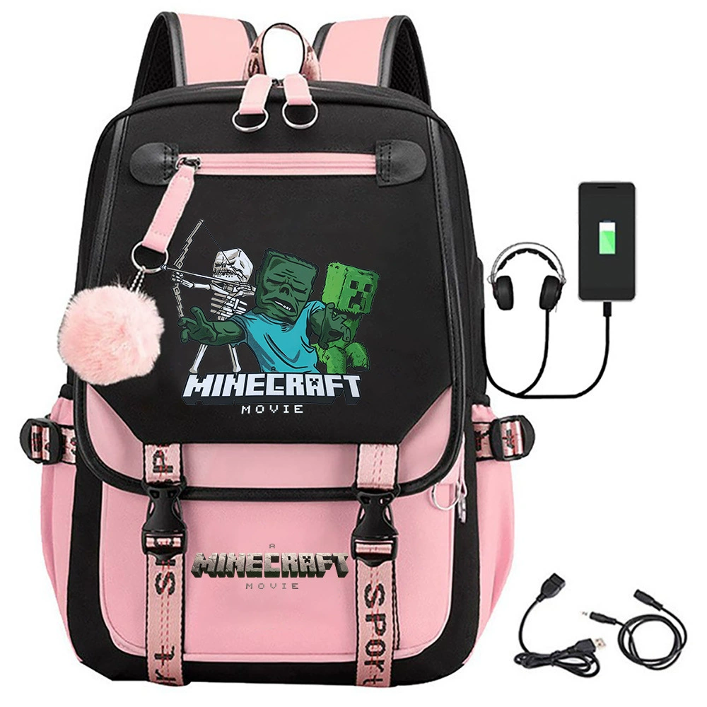 Cross-border Minecraft Minecraft Movie Peripheral Printed Backpack School Bag Student Campus Backpack
