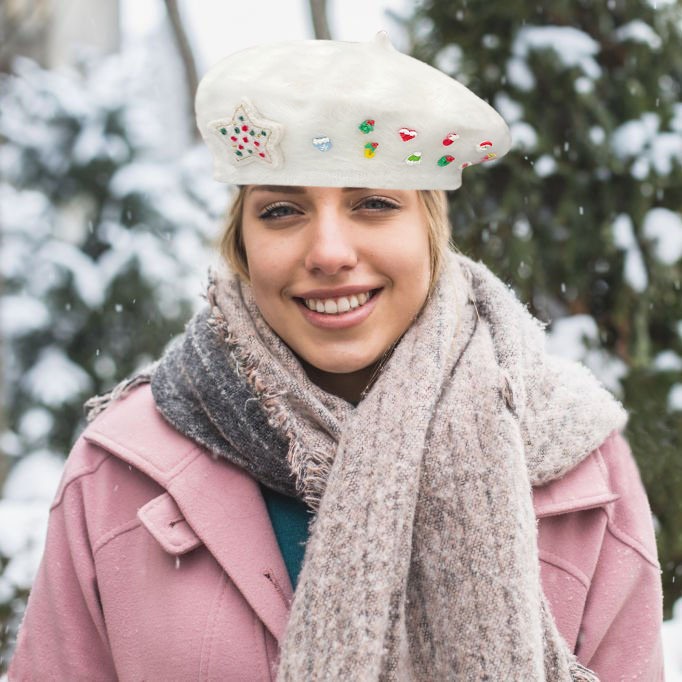 Boina roja de invierno, regalos de Navidad, lana roja, boina para niños, sombrero de invierno japonés.