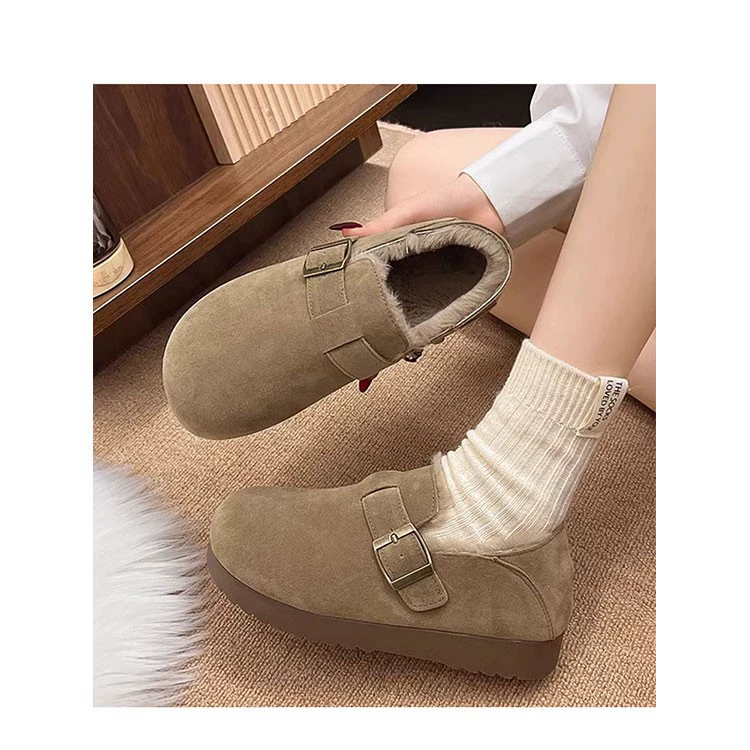 Плюшевые все включено ретро ботинки Birkenn женский зимний 2024 новый один педаль хлопчатобумажные ботинки шерстяные ботинки утолщенные теплые снежные ботинки